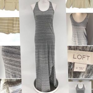 LOFT heather gray maxi with criss cross back